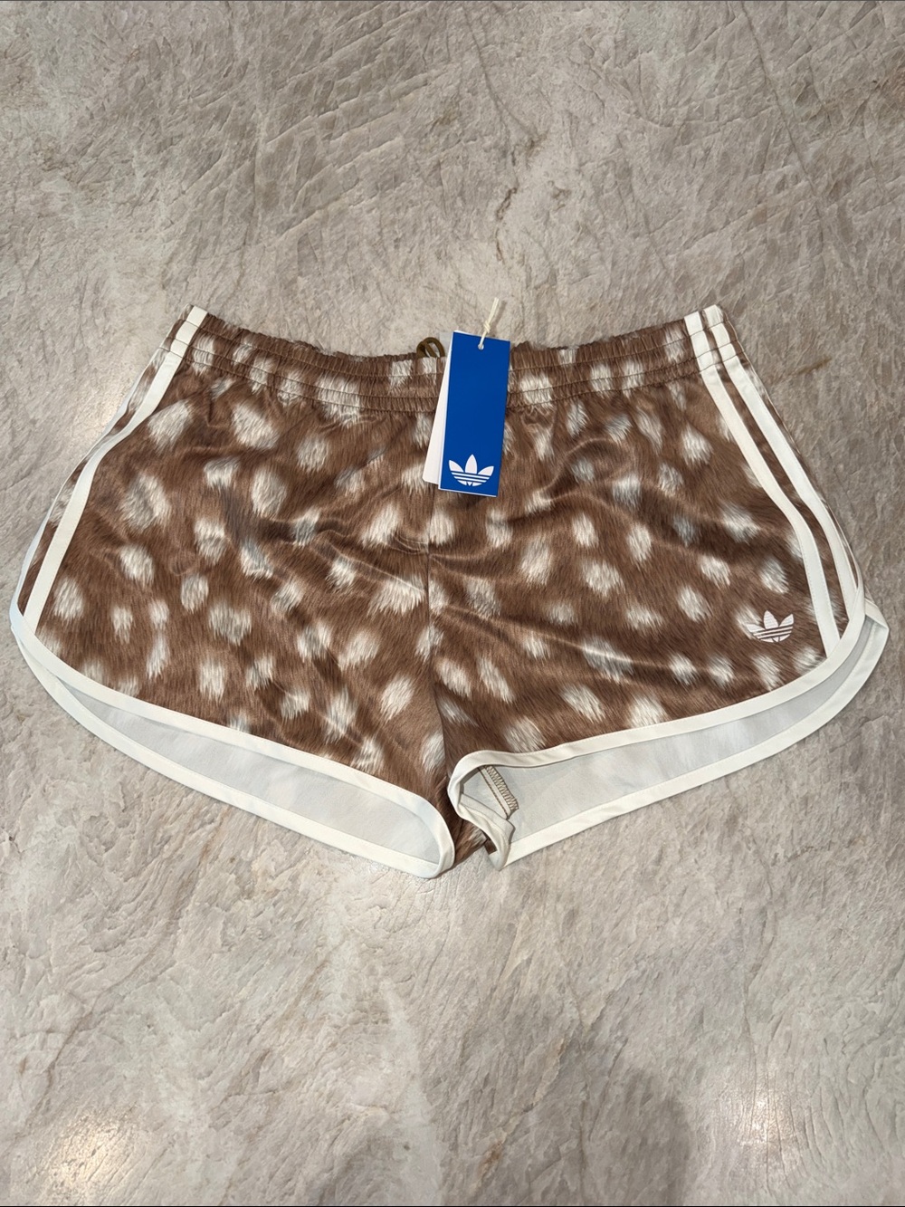 adidas Women’s Brown Spotted Athletic Shorts with White Trim